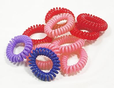 10 Pcs Assorted Color Small Solid 19 Square Rubber Swirl Hair Ties