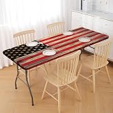 Irisbell Picnic Table Cover with Elastic Edge,6FT Wind Proof Wrinkleproof Fitted Tablecloth Cover Camping Beach Patio Rectangle Table Cloth for Indoor Outdoor (American Flag, 30'' x 72'')