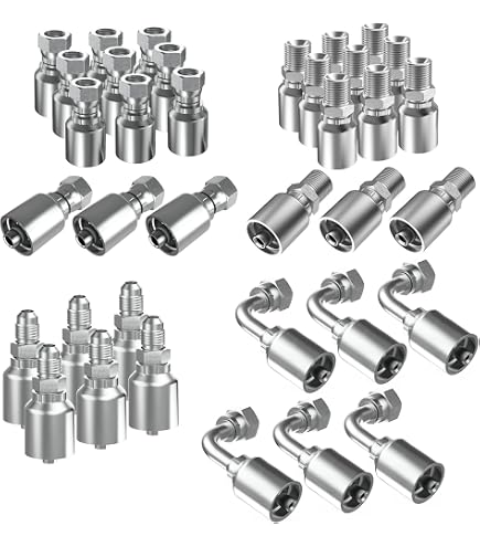 5-Pack Hydraulic Hose Field Repair Kit – Reusable Fittings For 1/4", 3/8", 1/2" 2-Wire Braided Hoses, 4000 PSI
