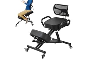 OKSTENCK Ergonomic Kneeling Chair Features an Adjustable-Height Backrest Support Equipped with Lockable Castors to Prevent Cr