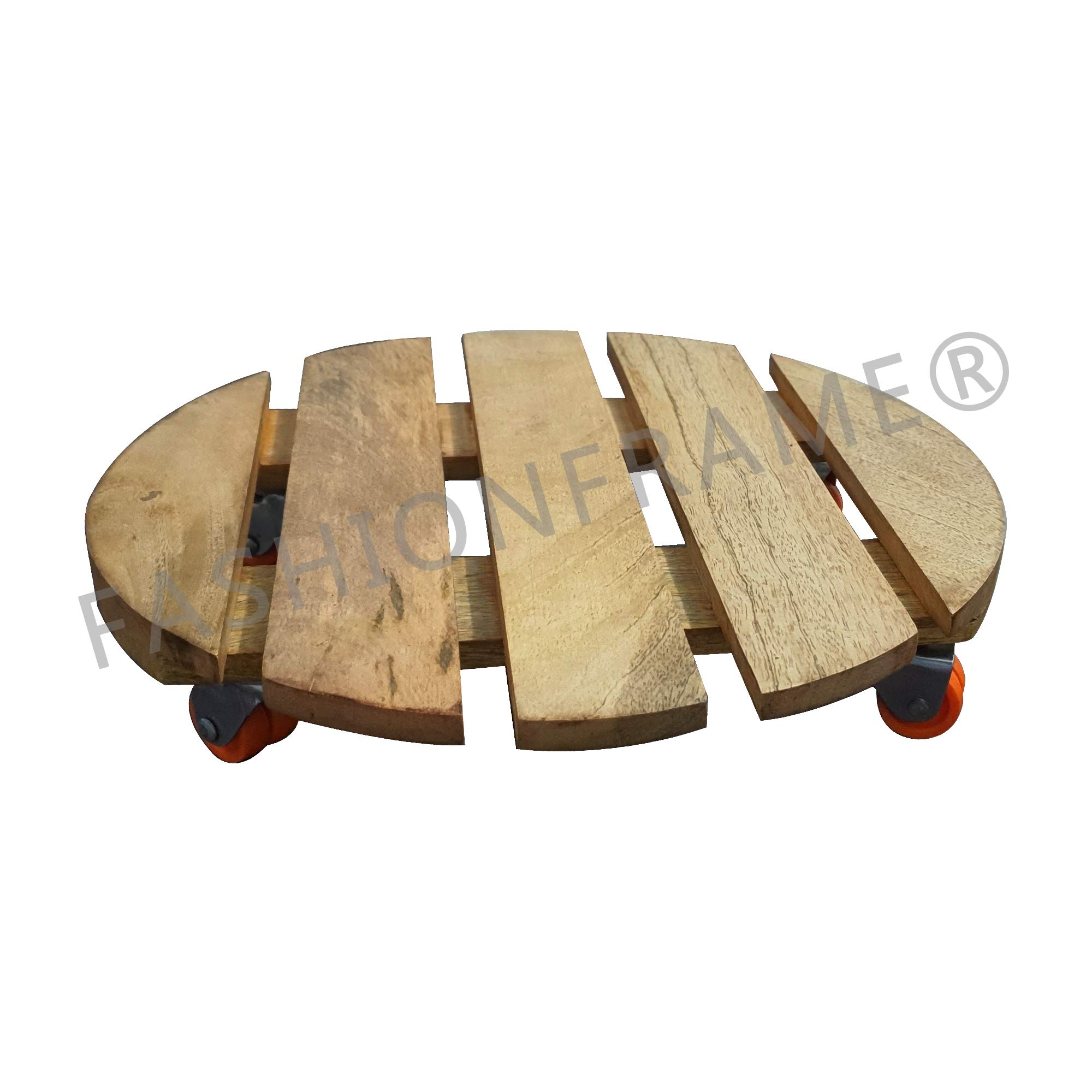 FASHIONFRAME® Wooden Plant Stand Trolley Heavy Duty Wheels Round Flower