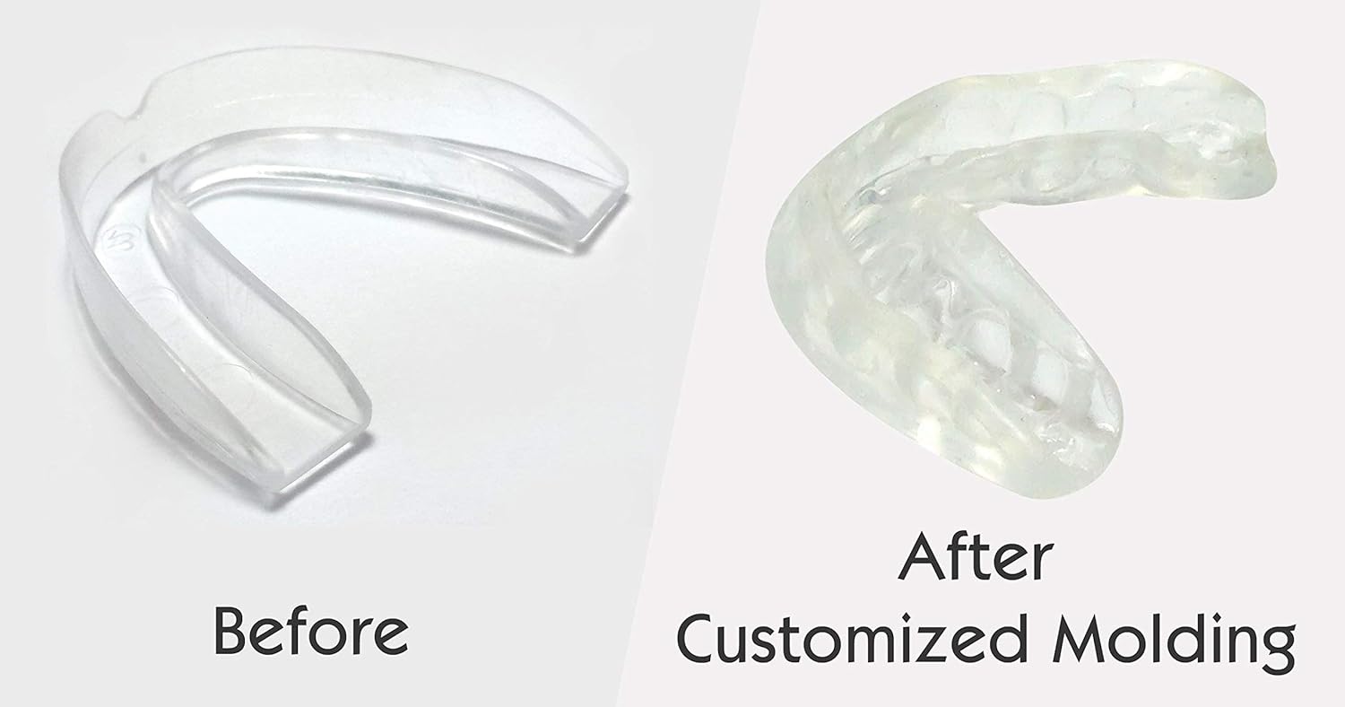 Mouth Guard for Grinding Teeth - 4 Pack | Thin and Trim Anti Grinding - Teeth Whitening Dental Guard | Stops Bruxism & Clenching | USA Made - No BPA, Includes Mouth Guard Case & Cleaning Tablets: Health & Personal Care
