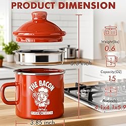 PGYARD Mini Bacon Grease Saver With Strainer - 15OZ