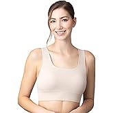Floatley Seamlessly Square Neck Longline Easy Pullover Medium Impact Sports Bra Comfort Wirefree with Embedded Pads for Women