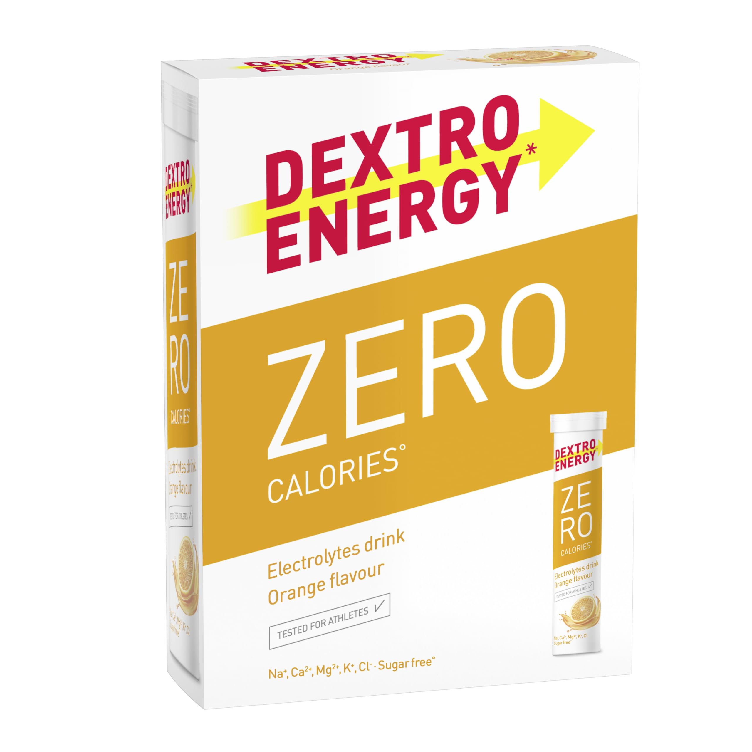 Dextro Energy Zero Calories I Recovery and Hydration Electrolyte Drink I Zero Effervescent Tablets I Orange | 3 Tubes, 60 Tablets |