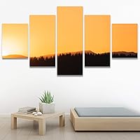 SIGNWIN 5 Panel Canvas Wall Art Setting in The Tree for Home Decorations Ready to Hang - 60