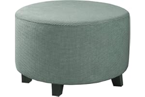 ADPON Ottoman Cover Stretch Ottoman Slipcover Round Ottoman Storage Cover Folding Stool Covers Furniture Protector Cover for Footrest Ottoman (X-Large,Green)