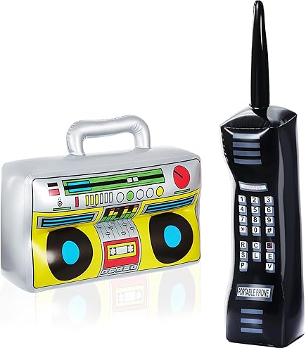 Beistle Aufblasbare VHS-Kassette & Handheld-Spiel – 2er-Set – Partydeko Für 90er-Jahre-Mottoparty – Je 22,9 X 38,1 Cm – In Schwarz/Gelb/Rot/Grau/Blau