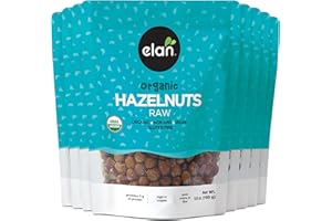 Elan Organic Raw Hazelnuts, Unsalted, Unroasted, Shelled Raw Nuts, With Skins, Healthy Snacks, Non-GMO, Vegan, Gluten-Free, K