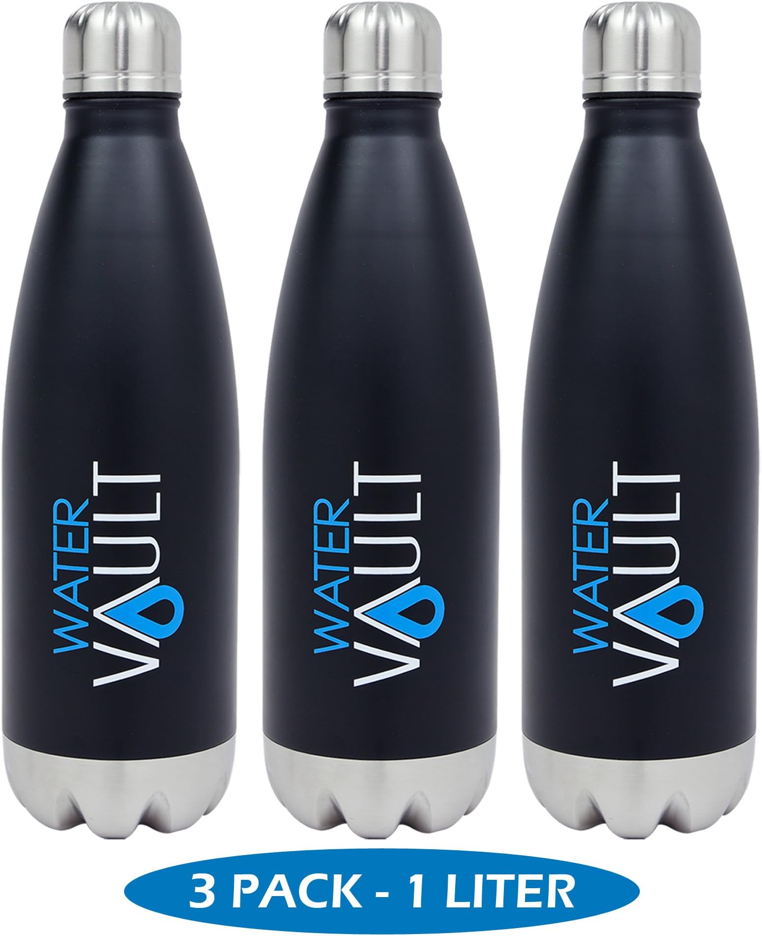 WaterVault Insulated Water Bottle - Stainless Steel Vacuum Thermos Bottles - Cold 24 Hours, Hot 12 Hours - Double Wall Copper Plated
