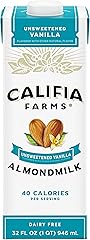 Califia Farms - Unsweetened Vanilla Almond Milk, 32 Oz, Dairy Free, Vegan, Plant Based, Keto, Shelf Stable, Vegan, Gluten Fre