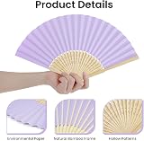 Leikedun 4 Pack Paper Fans Bamboo Folding Hand Fan White Pink Lake Blue Lavender view 3