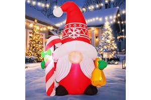 COMIN 5 FT Christmas Inflatables Gnome Outdoor Decoration Blow Up Yard with Built-in LEDs for Holiday Garden Party Decor