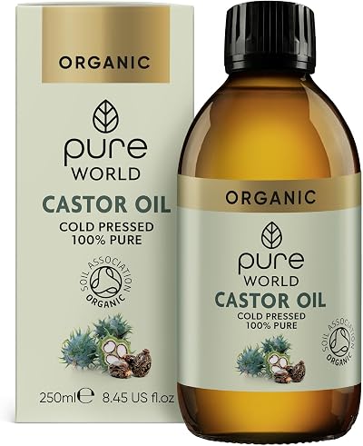 Pure World Organic Castor Oil 250ml Glass Bottle Hexane Free