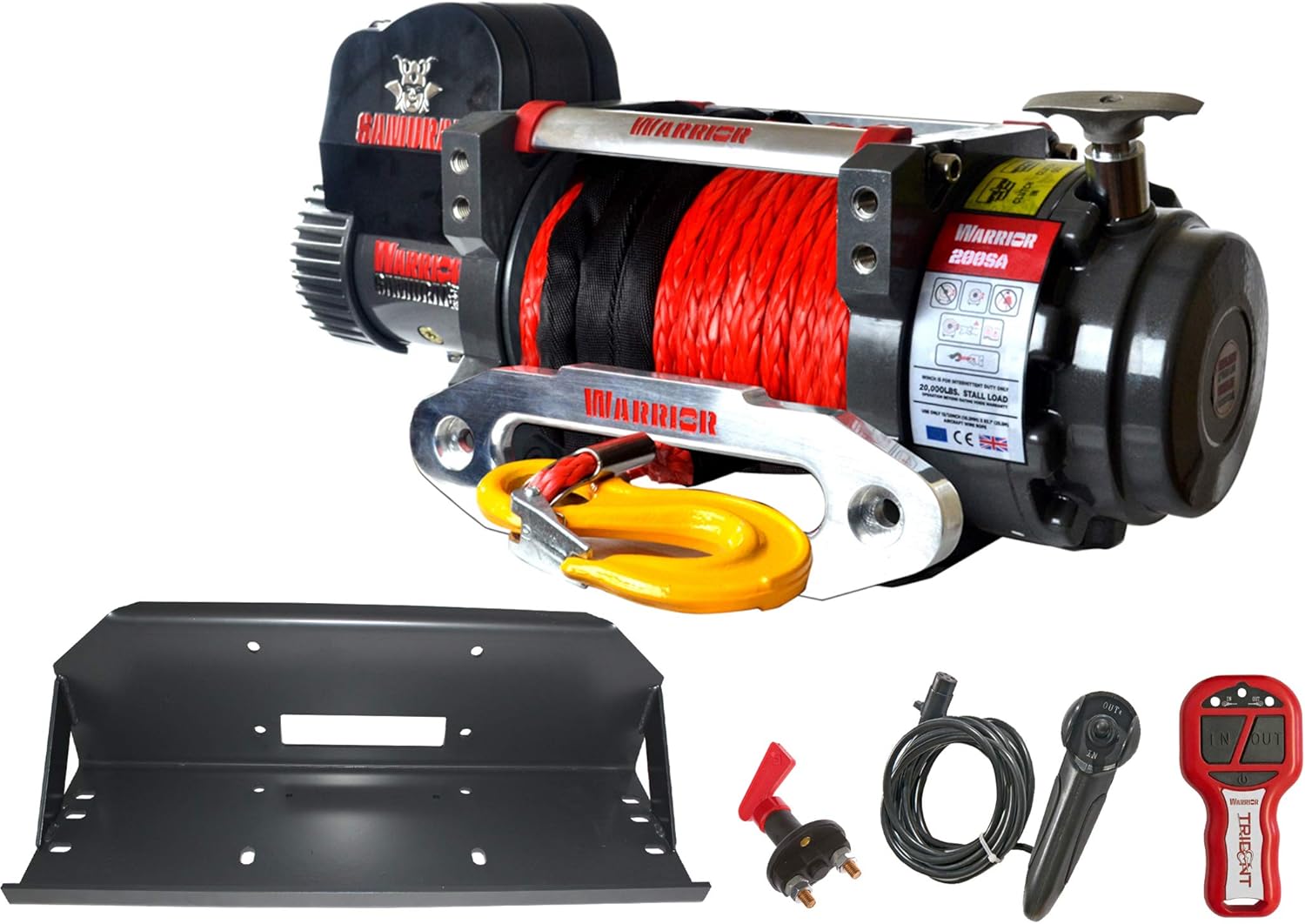 Warrior Samurai S 000 S 000 9 1 T 24 V Electric Cable Winch Profi Set Remote Control Mounting Plate Offroad Atv Utv Truck Amazon Co Uk Diy Tools