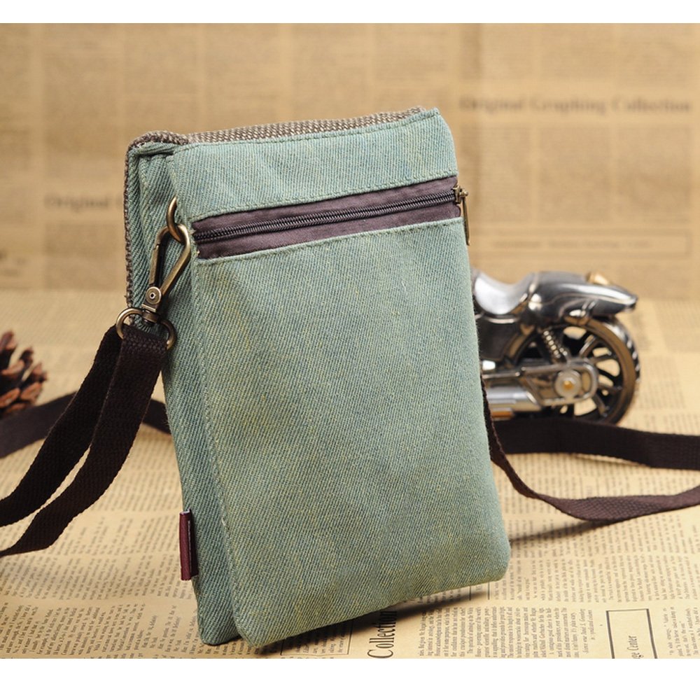 S.LOVE Heavy-Duty Canvas Change Purse Short Women Wallet Mini Crossbody Bag for iPhone 6/6S Plus Galaxy Note Series