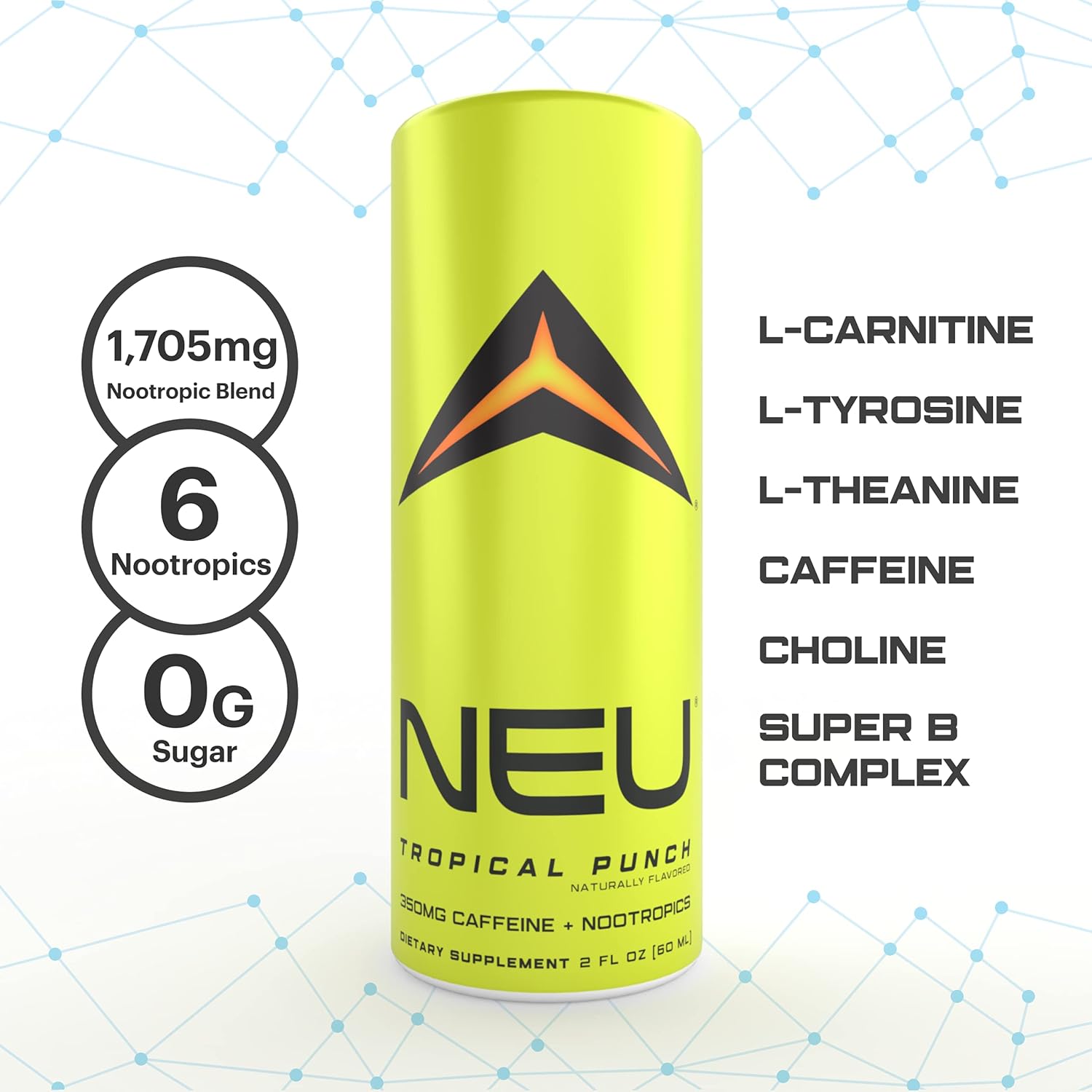 NEU Extra Strength Energy Shots, Pre Workout Energy Drinks Nootropics Brain Support Supplement, Zero Carb, Zero Calorie, Zero Sugar Free Coffee Alternative Keto Friendly, Twisted Tangerine 2 Fl Oz: Health & Personal Care