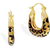 Frigotine Chunky Gold Hoop Earrings for Women, Trendy Vintage Geometric Leopard Print Earing Prom Fashion Jewelry Gift