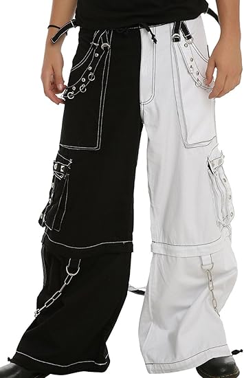 black and white split leg jeans