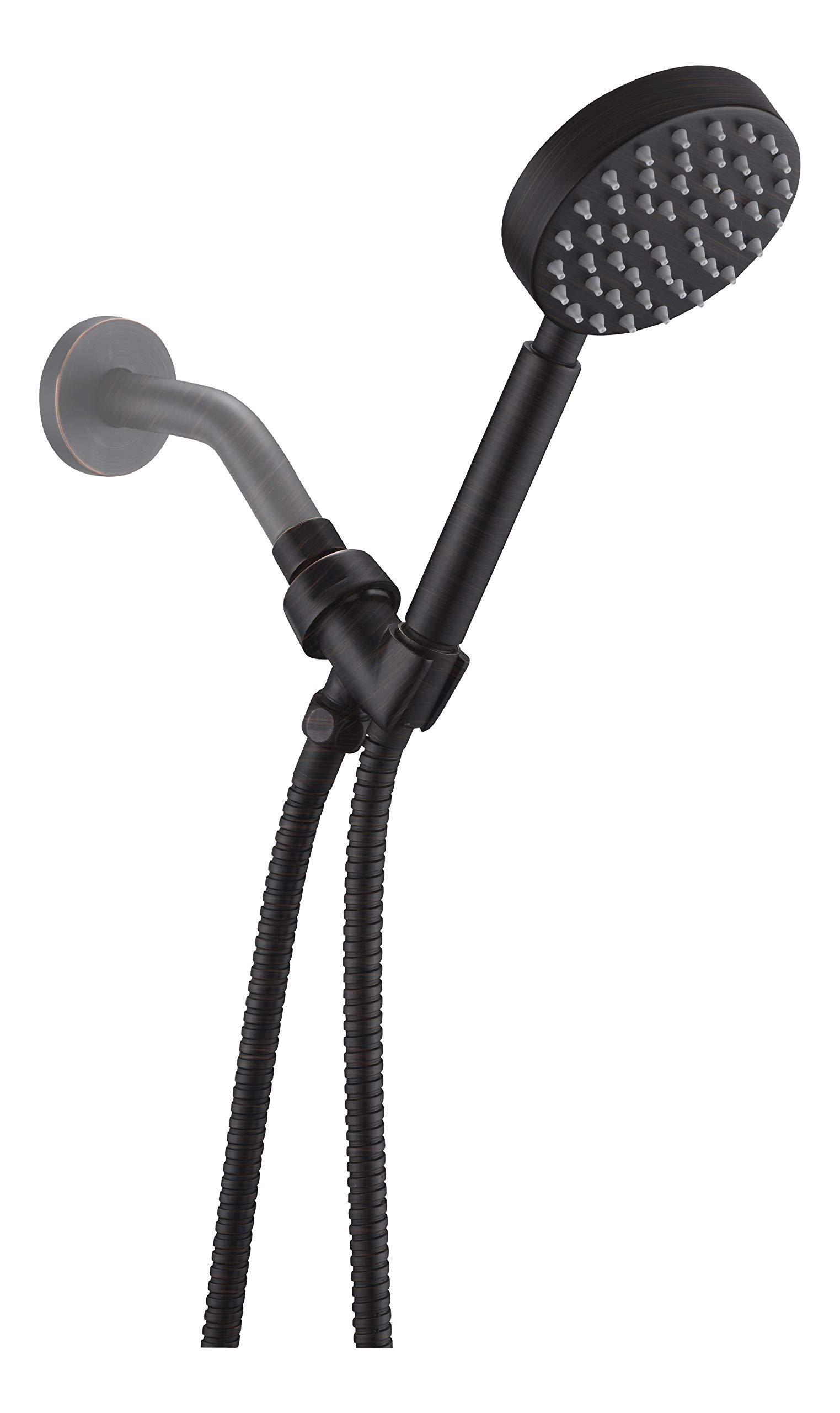 HammerHead Showers® Solid Metal Handheld Shower Head with Hose and Brass Holder - OIL RUBBED BRONZE - 2.5 GPM High Pressure Shower Heads with Adjustable Shower Wand Bracket - 6ft Flexible Extension