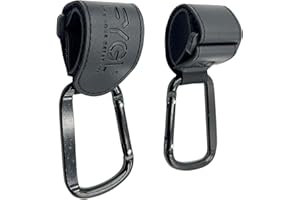 FYGL Stroller-Hooks - Adjustable Stroller Carabiner Clips, Universal Stroller Clips and Hooks for Parents and Travelers - Ideal Stroller Accessories for Shopping, Travel, and Baby Gear - Black, 2 Pack