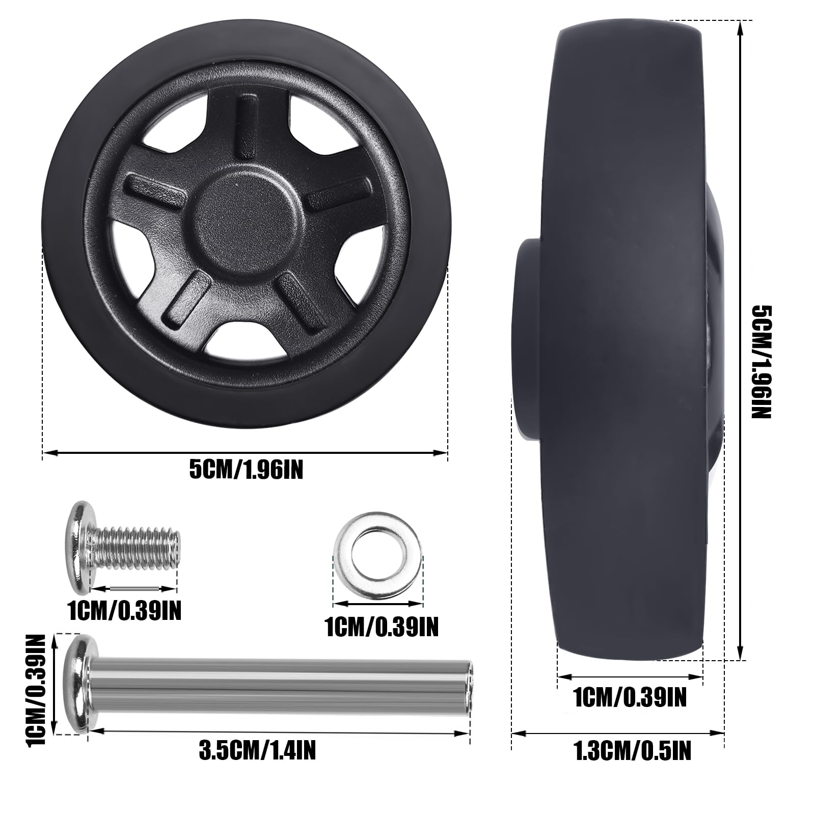 Tobeso-Nuoze Luggage Replacement Wheels 1 7/8