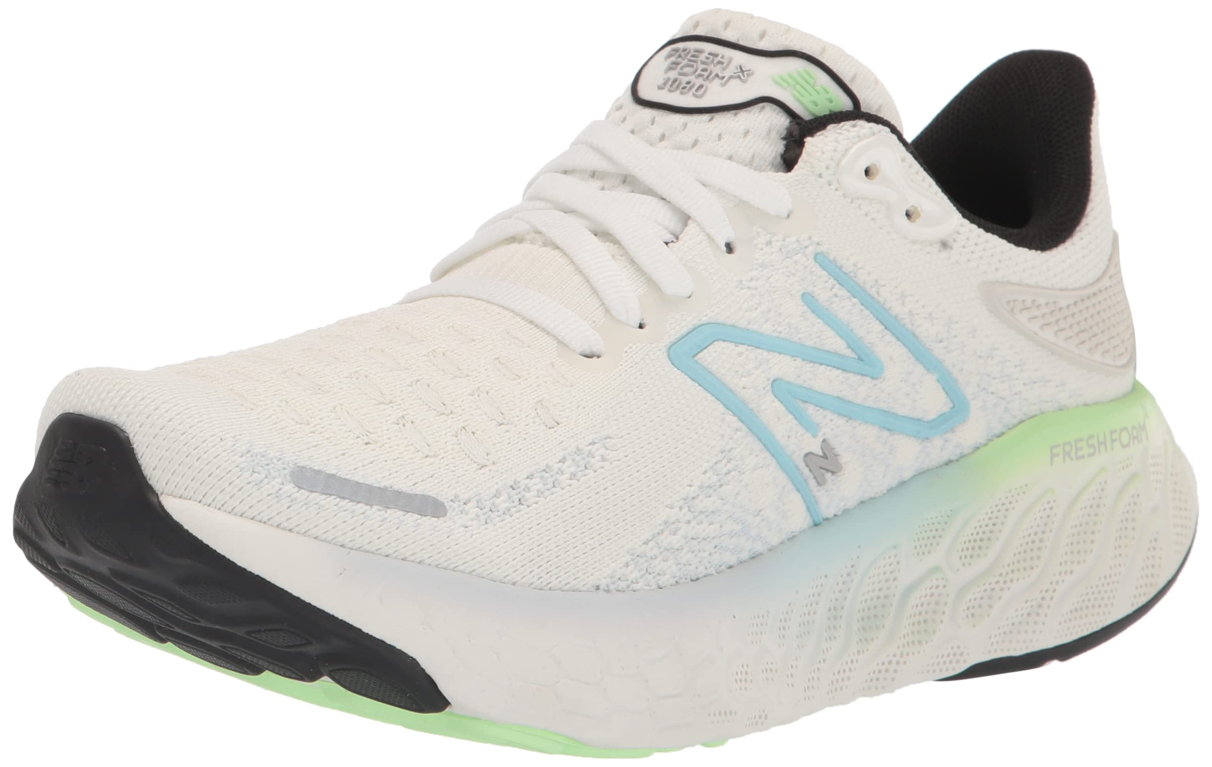 New Balance Women's Fresh Foam X 1080 V12 Running Shoe, White/Bleach Blue/Green Aura, 5 W Image