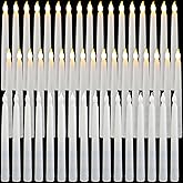 Baquler 50 Pcs 8.5 Inch LED Flameless Taper Candles Bulk Battery Operated Taper Candles Flickering Candlesticks for Wedding Church Valentines Day Table Decoration
