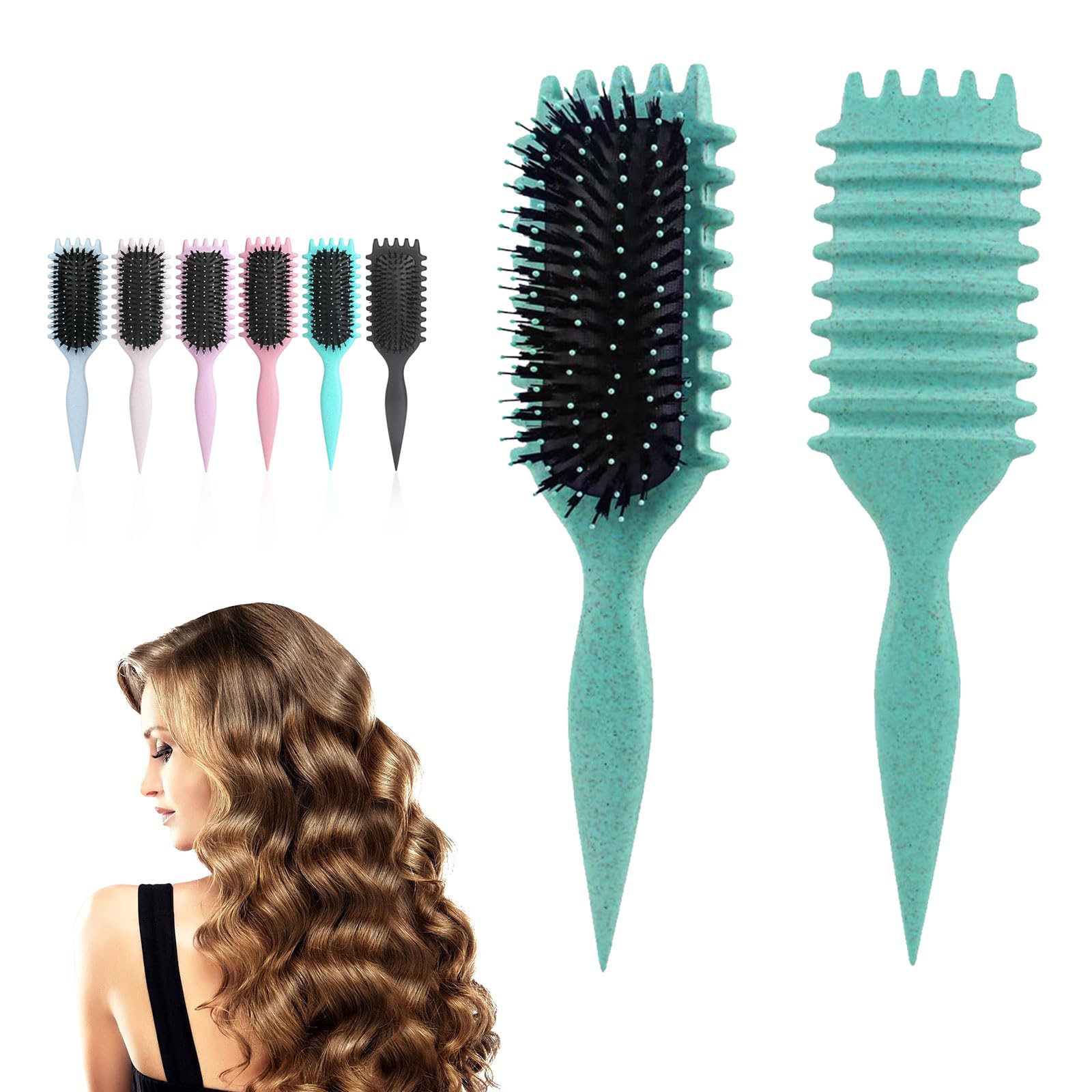 Photo 1 of Curly Hair Brush Defining, Curly Hair Brush,Shaping and Styling Women's and Men Curls (Green-1PC)