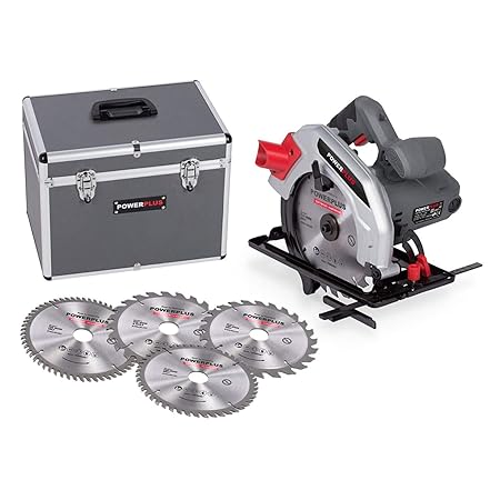 Powerplus Handkreissäge Set mit Koffer und 4 Sägeblättern 1200 W 45° Schnitte