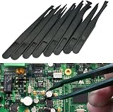 CONGGUAN 8 Pcs Plastic Anti-Static Tweezers for Electronics Jewelry Lab view 6