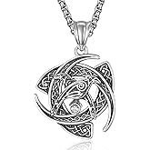 Palpitate Norse Horn of Odin Necklace 925 Sterling Silver Viking Triskele Pendant Necklace Nordic Amulet Jewelry Gifts for Men Women