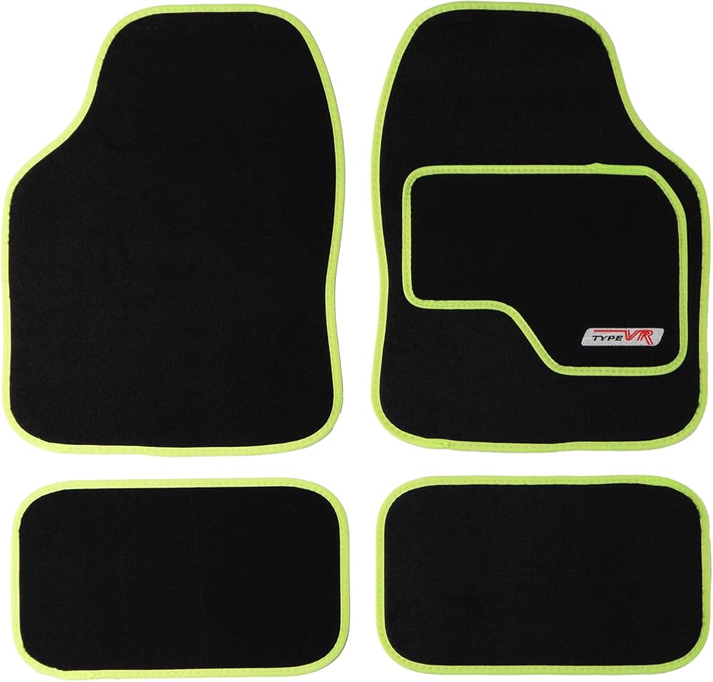 Sakura SS5308 Universal Car Mat Set Lime - 4 Pcs Anti-Slip Backing
