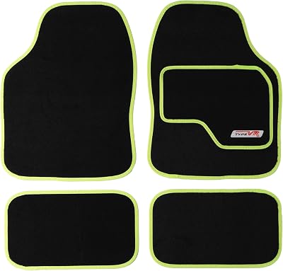 Sakura SS5308 Universal Car Mat Set Lime - 4 Pcs Anti-Slip Backing