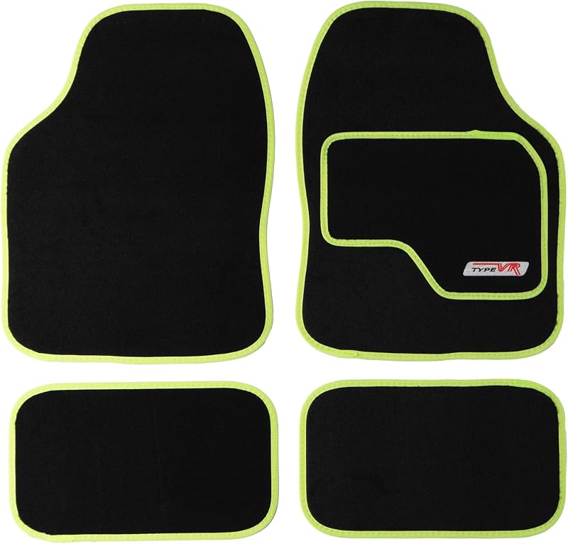 Sakura SS5308 Universal Car Mat Set Lime - 4 Pcs Anti-Slip Backing