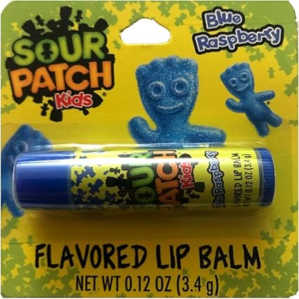 Amazon Com Taste Beauty 1 Stick Sour Patch Kids Blue Raspberry Candy Flavored Lip Balm Gluten Free Blue Tube Carded Net Wt 0 12 Oz Health Personal Care