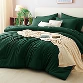 CozyLux Full Comforter Set Emerald Green, 7 Pieces Bed in a Bag Bedding Comforter Set with Sheets, All Season Boho 7PC Bed Sets with Comforter, Fitted Sheets, Flat Sheets, Pillow Shams and Pillowcases