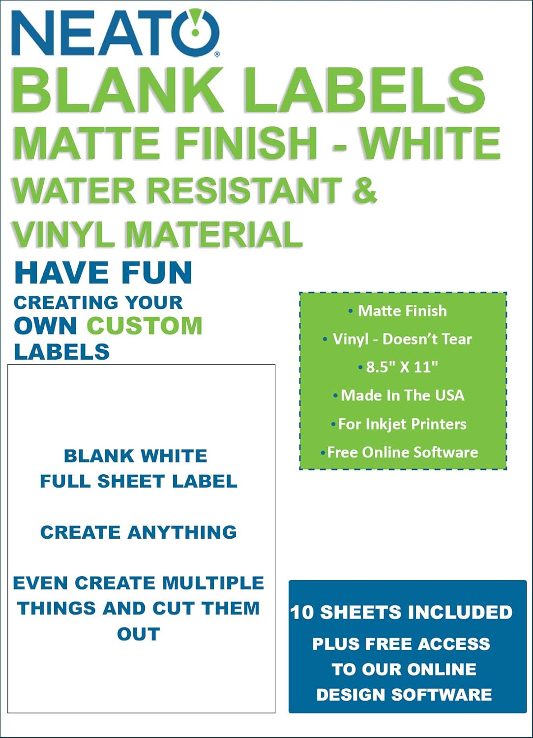 Amazon Com Neato Blank White Full Sheet Printable Labels