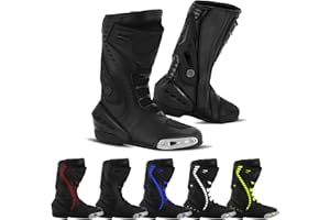 Hive Moto Men's Motorcycle Shoes Ankle Motorbike Waterproof Leather Racing Boots Non-Slip Sole Motorcross Long Shoes Waterproof
