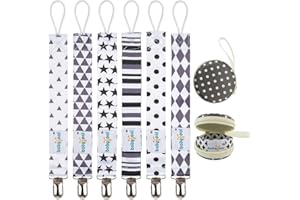 babygoal Baby Pacifier Clips for Boys, 6 Pack Pacifier Holder Clips for Baby Boys and Girls Fits for Most Pacifier Styles and Binkies 6PBM05-HZ