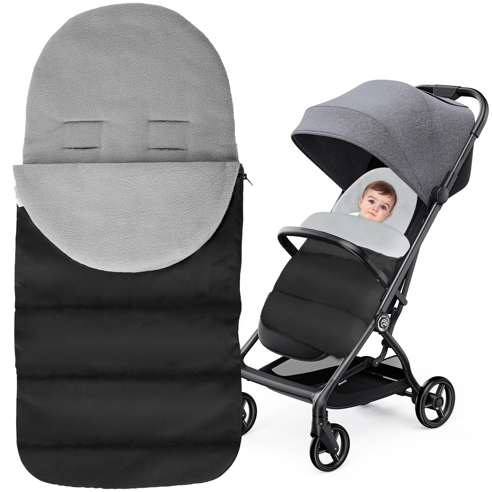 Footmuff, Cosy Toes for Pram Pushchair Footmuff Windproof Pram Footmuff Universal Baby Sleeping Bag for Pushchairs Strollers Prams Buggy (Gray)