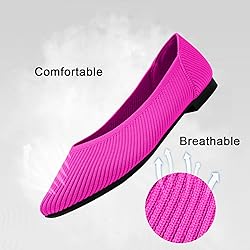TINGRISE Women's Flats Shoes Pointed Toe Knit