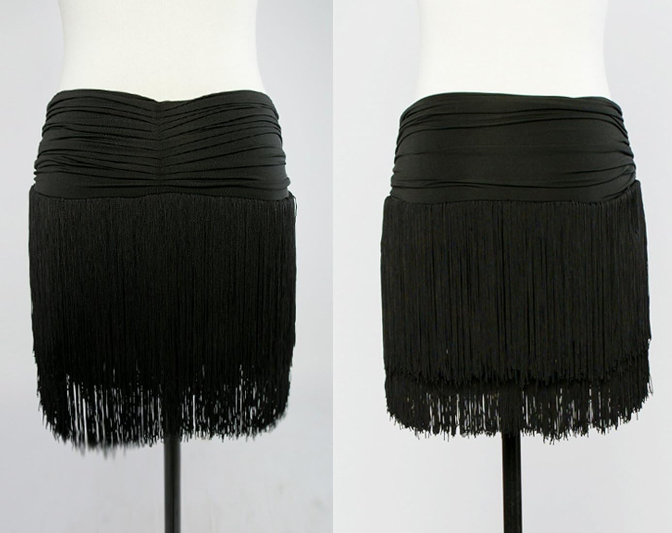 GD2002 Kid Latin Ballroom Dance Professional Pleated Surface and Double Tassel Swing Design Skirt for Girl: Clothing