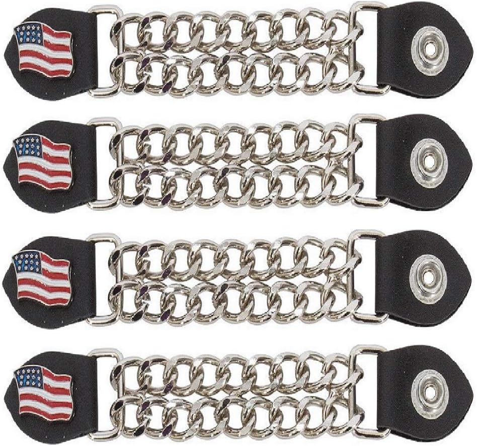 Motorcycle Leather Vest Button Extenders USA Flag 4pc Automotive
