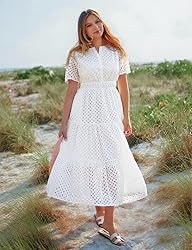 ZESICA Women's 2025 Summer Short Sleeve Maxi Dress