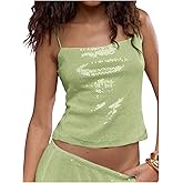 SOLY HUX Women's Glitter Sequin Cami Tops Spaghetti Strap Camisole Sleeveless Party Clubwear Top