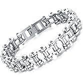 jonline24h Mens Womens Stainless Steel Motorcycle Biker Chain Heavy Bracelet Rock Link Wristband