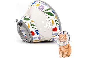 GoGoPaw Cat Cone Collar Soft, Breathable Cat Cone Collar After Surgery, Adjustable Cat Recovery Collar Water Resistant Cat Cone Alternative E Collar for Cat Kitten to Stop Licking（White, S
