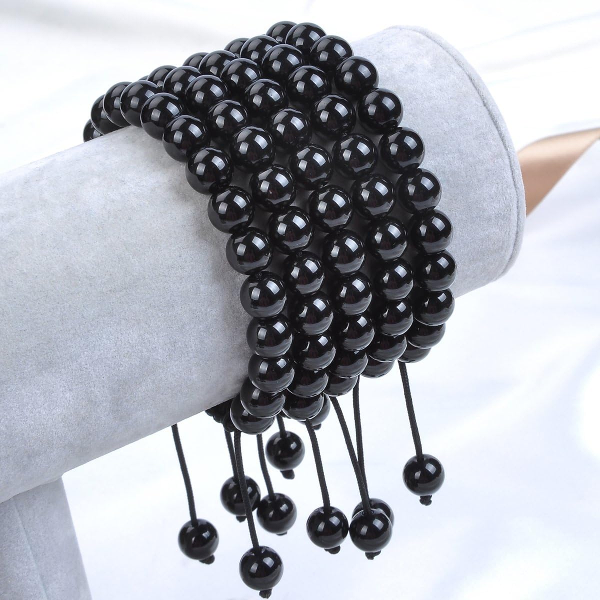 Massive Beads Real Black Tourmaline Yoga Healing Root Base Chakra Protection Bracelet Natural Gemstones Emotional Stailization (Black Tourmaline): Jewelry