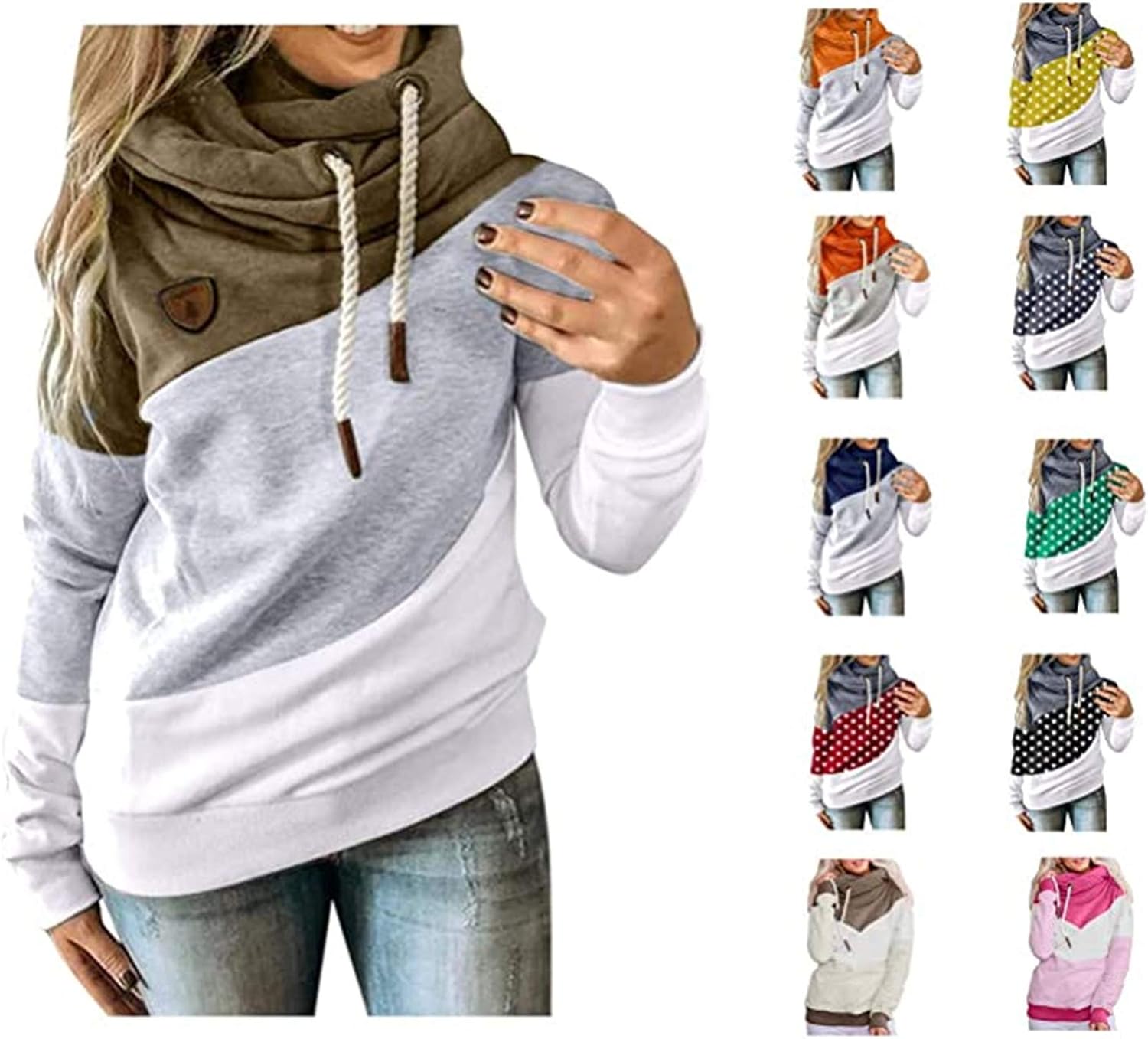 cowl neck pullover hoodie